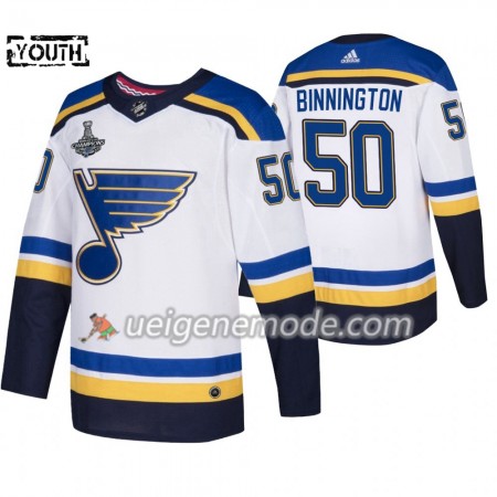 Kinder Eishockey St. Louis Blues Trikot Jordan Binnington 50 Adidas 2019 Stanley Cup Champions Weiß Authentic